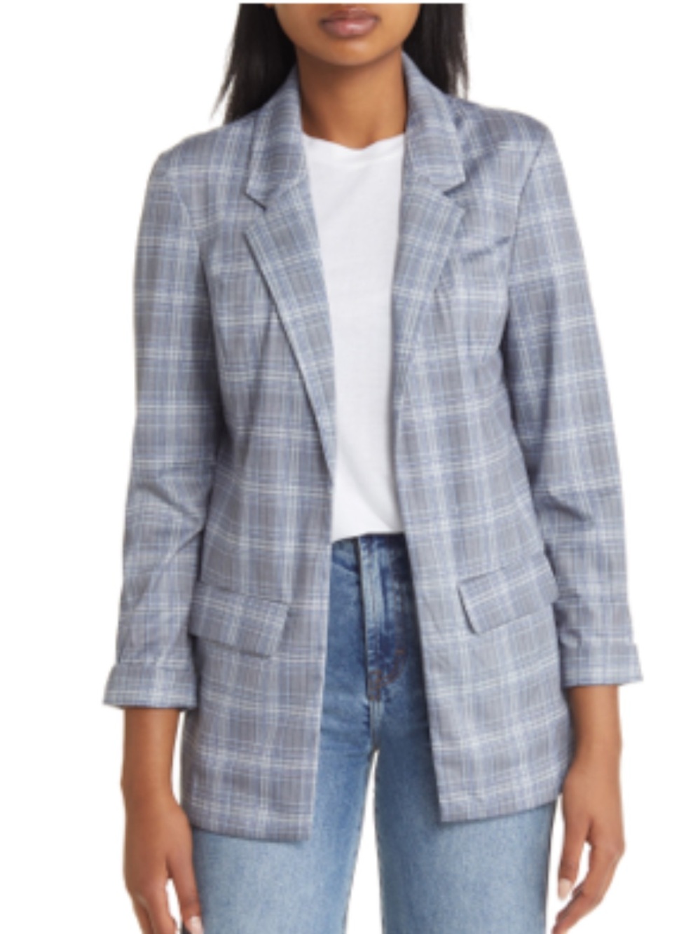 Liverpool Blue Gray Plaid Blazer